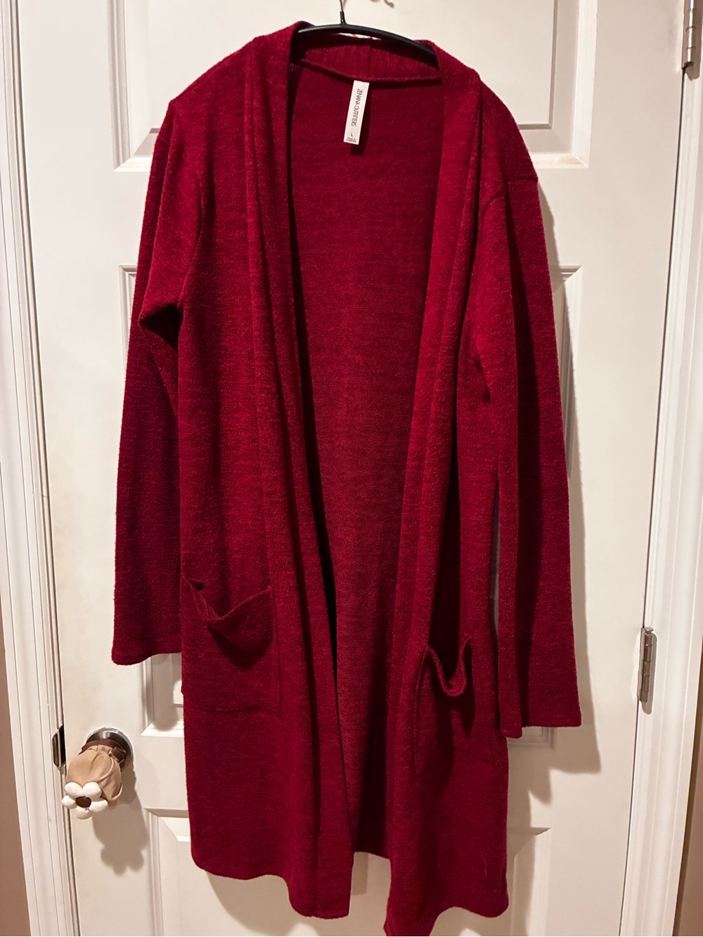 Zenana Outfitters Open-Front Long Cardigan Sweater - Red